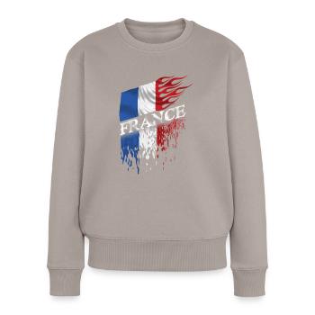 france drapeau - Pull Premium bio Femme - taupe - Devant - Julia (174cm)
