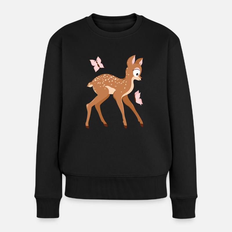 Reh aus Wald-Serie - Frauen Premium Bio Pullover - Schwarz