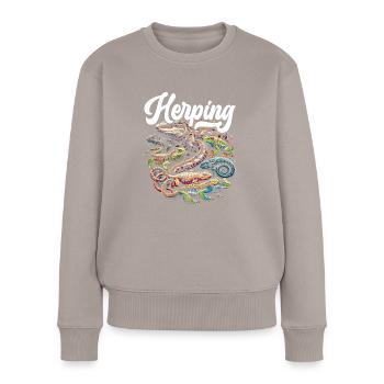 Herpétologie Reptile Amoureux Serpents Lézards - Pull Premium bio Femme - taupe - Devant - Julia (174cm)