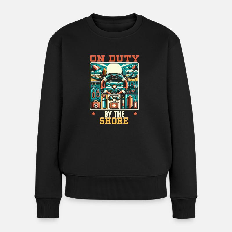 Maître-nageur-sauveteur-métier Sur la plage - Pull Premium bio Femme - noir