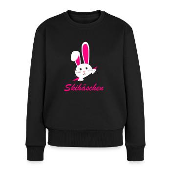 Skihase Skihäschen - Frauen Premium Bio Pullover - Schwarz - Vorne - Julia (174cm)