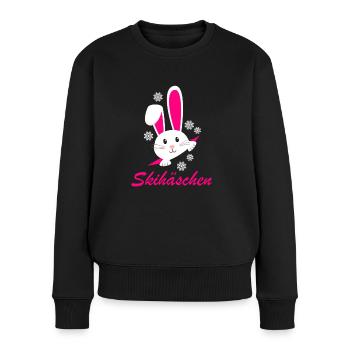 Skihäschen Skihaserl Damen Ski Design - Frauen Premium Bio Pullover - Schwarz - Vorne - Julia (174cm)