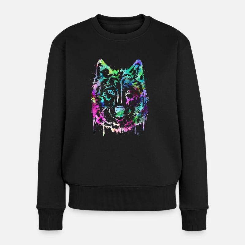 Wolf - Women's Premium Organic Jumper - black