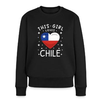 Chile Flagge Südamerika Chilenische Fahne Vintage - Frauen Premium Bio Pullover - Schwarz - Vorne - Julia (174cm)
