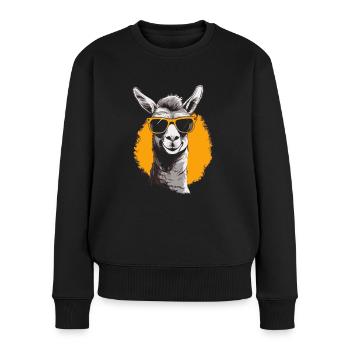 Llama with sunglasses Llama trekking - Women's Premium Organic Jumper - black - Front - Julia (174cm)