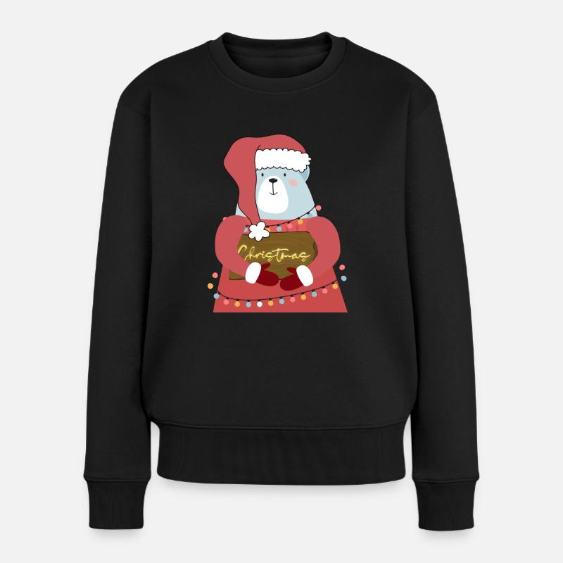 Christmas bear - Frauen Premium Bio Pullover - Schwarz