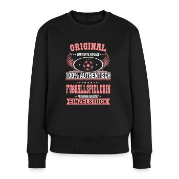 Footballeur - Original 100% authentique - Pull Premium bio Femme - noir - Devant - Julia (174cm)