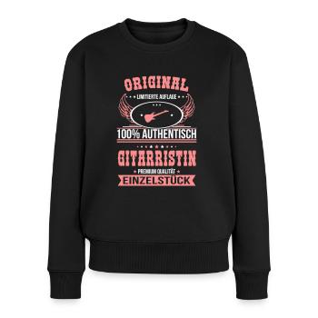 Gitarristin - Original 100% Authentisch - Frauen Premium Bio Pullover - Schwarz - Vorne - Julia (174cm)