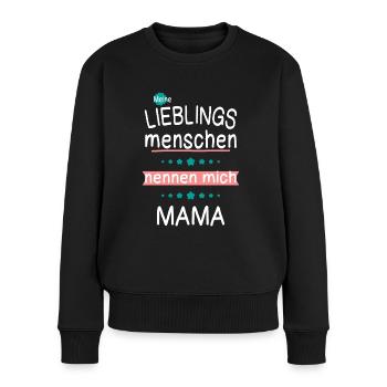 Meine Lieblingsmenschen nennen mich Mama Muttertag - Frauen Premium Bio Pullover - Schwarz - Vorne - Julia (174cm)
