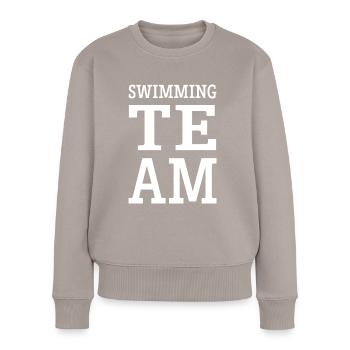 Équipe de natation - Pull Premium bio Femme - taupe - Devant - Julia (174cm)