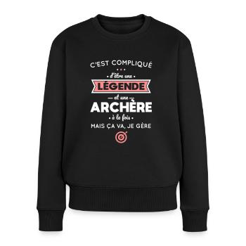 Compliqué d'être une légende et une archère - Pull Premium bio Femme - noir - Devant - Julia (174cm)