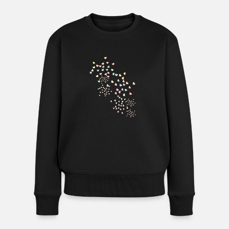 Herzen, Herz,bunte herzen - Frauen Premium Bio Pullover - Schwarz