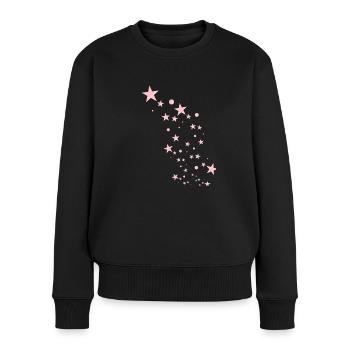 Étoiles, étoile, étoiles roses, rose - Pull Premium bio Femme - noir - Devant - Julia (174cm)