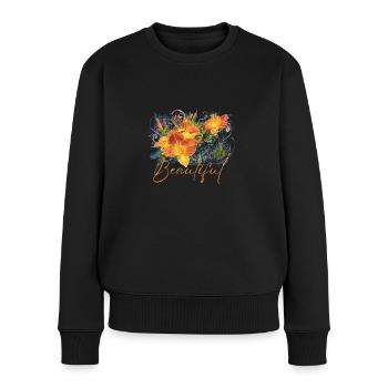 Fleurs Beautiful Kali - Pull Premium bio Femme - noir - Devant - Julia (174cm)