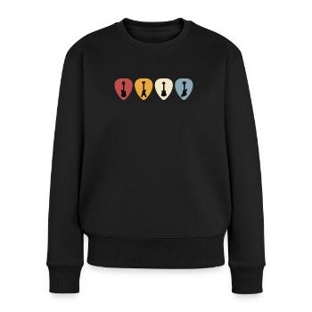 Retro Vintage Guitar Pick pour guitariste, musiciens - Pull Premium bio Femme - noir - Devant - Julia (174cm)