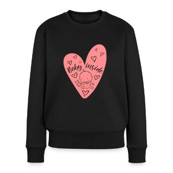 BABY INSIDE SCHWANGERSCHAFT SCHWANGER - Frauen Premium Bio Pullover - Schwarz - Vorne - Julia (174cm)