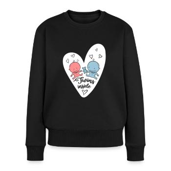 TWINS INSIDE BABY SCHWANGER ZWILLINGE - Frauen Premium Bio Pullover - Schwarz - Vorne - Julia (174cm)