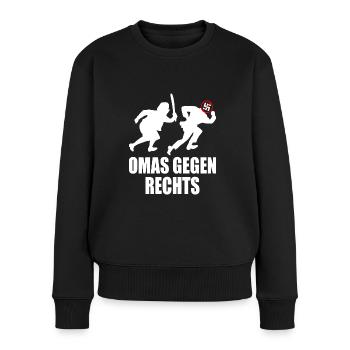Omas gegen rechts - Frauen Premium Bio Pullover - Schwarz - Vorne - Julia (174cm)