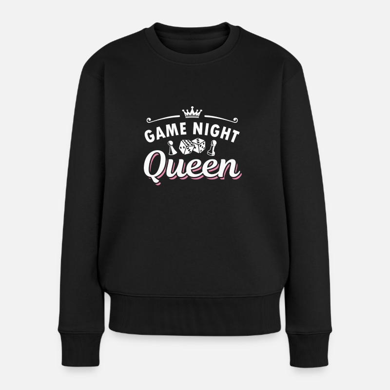 Königin des Spieleabends - Frauen Premium Bio Pullover - Schwarz