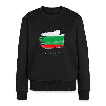 Bulgarien Bulgarische Flagge Wasserfarbe - Frauen Premium Bio Pullover - Schwarz - Vorne - Julia (174cm)