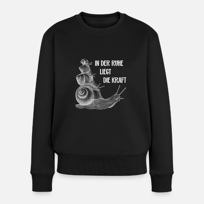 In der Ruhe liegt die Kraft Schnecken - Frauen Premium Bio Pullover - Schwarz