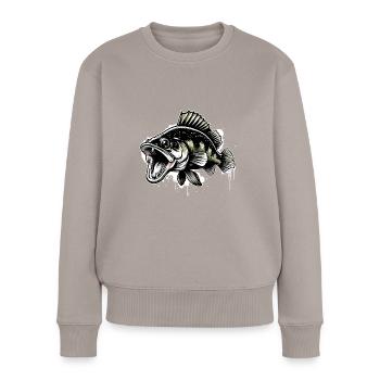sandre, pêche, poisson prédateur, poisson - Pull Premium bio Femme - taupe - Devant - Julia (174cm)