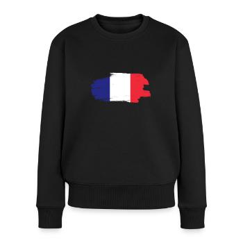 Frankreich Flagge Used Look Französische Fahne - Frauen Premium Bio Pullover - Schwarz - Vorne - Julia (174cm)