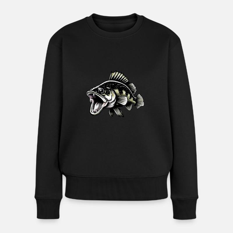 sandre, pêche, poisson prédateur, poisson - Pull Premium bio Femme - noir