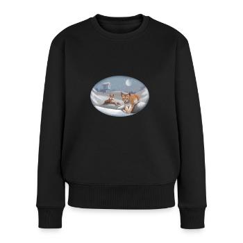 Lynx et neige - Chat - Animaux de compagnie - Pull Premium bio Femme - noir - Devant - Julia (174cm)