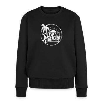 Insigne Palmiers de la plage Aloha Coucher de soleil - Pull Premium bio Femme - noir - Devant - Julia (174cm)