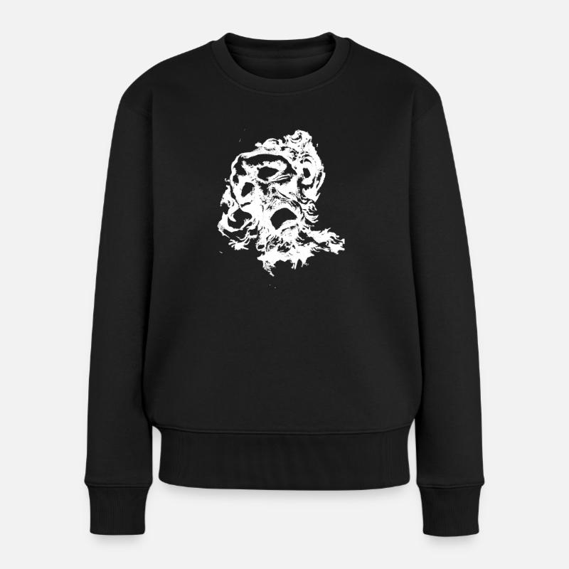 Gesicht weiß - Frauen Premium Bio Pullover - Schwarz