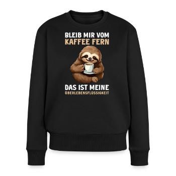 Lustiger Faultier Kaffee Faultiere Spruch - Frauen Premium Bio Pullover - Schwarz - Vorne - Julia (174cm)