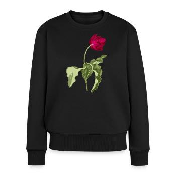 Elegante Tulpe-Illustration - Frauen Premium Bio Pullover - Schwarz - Vorne - Julia (174cm)