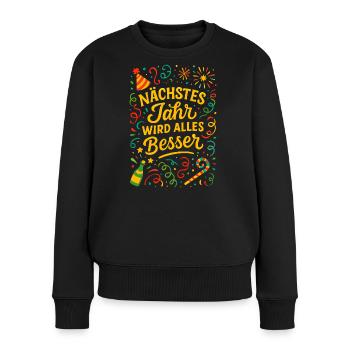 Silvester Feuerwerk Konfetti Glück Neues Jahr - Frauen Premium Bio Pullover - Schwarz - Vorne - Julia (174cm)