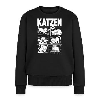 Katzen Humor Ich bin Ihre Bedienung - Frauen Premium Bio Pullover - Schwarz - Vorne - Julia (174cm)
