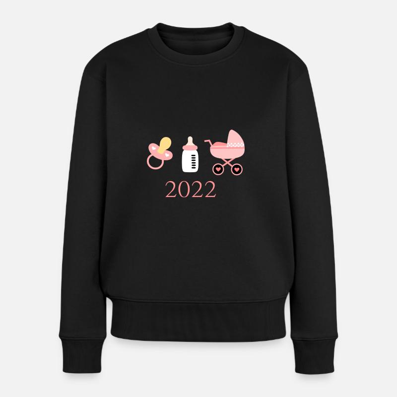 Baby 2022 Geburt Mädchen rosa Familie - Frauen Premium Bio Pullover - Schwarz