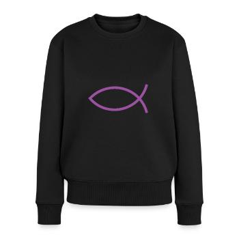Jésus poisson Ichthys poisson poisson poisson - Pull Premium bio Femme - noir - Devant - Julia (174cm)