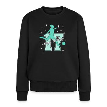 17. Geburtstag Fussball Fussballspielerin - Frauen Premium Bio Pullover - Schwarz - Vorne - Julia (174cm)
