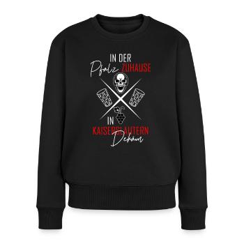 In Kaiserslautern dehäm - Frauen Premium Bio Pullover - Schwarz - Vorne - Julia (174cm)