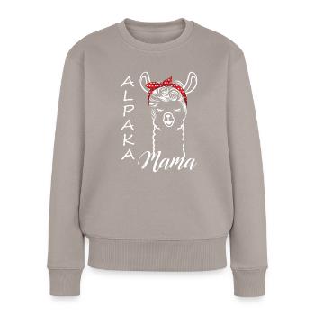 Alpaka Mama 60er Look - Frauen Premium Bio Pullover - Taupe - Vorne - Julia (174cm)