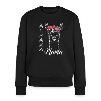 Alpaka Mama 60er Look - Frauen Premium Bio Pullover - Schwarz - Vorne - Julia (174cm)