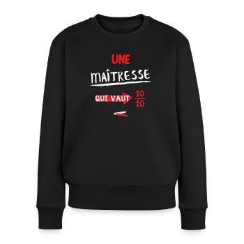 Une maîtresse qui vaut 10/10 - Pull Premium bio Femme - noir - Devant - Julia (174cm)