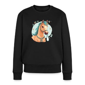Pferd Reiten Reitsport - Frauen Premium Bio Pullover - Schwarz - Vorne - Julia (174cm)