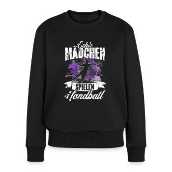 Handball Handballerin Frauen Handball - Frauen Premium Bio Pullover - Schwarz - Vorne - Julia (174cm)