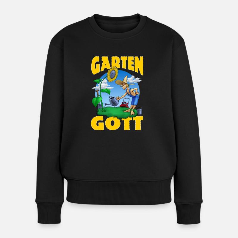 Garten Gott Sonnenblume no problem RAHMENLOS - Frauen Premium Bio Pullover - Schwarz
