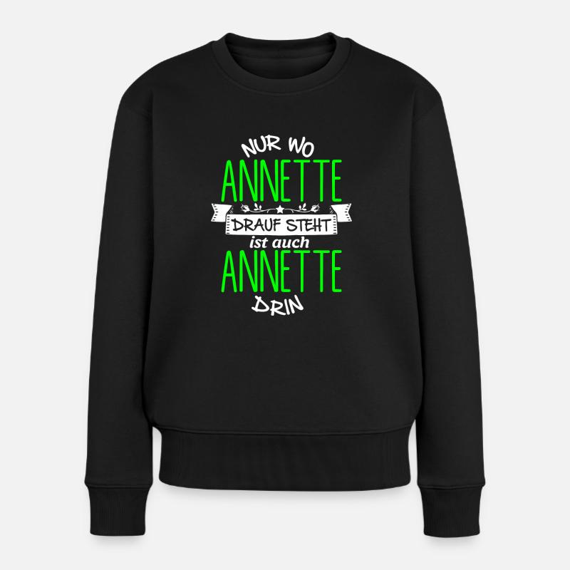 ANNETTE die Echte - Frauen Premium Bio Pullover - Schwarz
