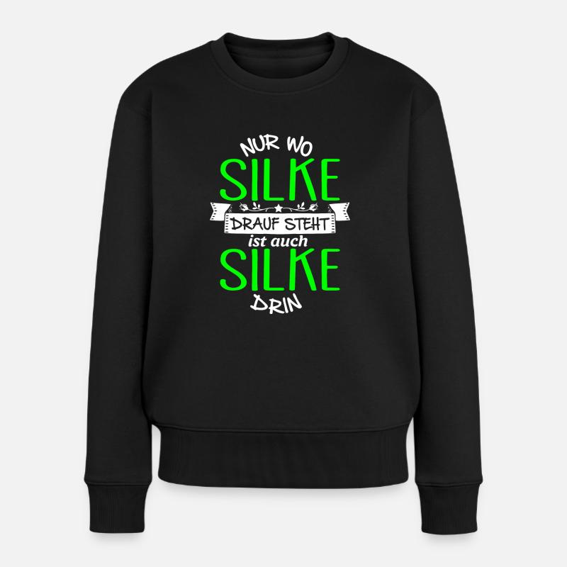 SILKE die Echte - Frauen Premium Bio Pullover - Schwarz