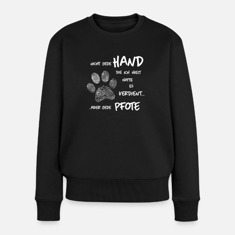 Hand Pfote Hund - Frauen Premium Bio Pullover - Schwarz