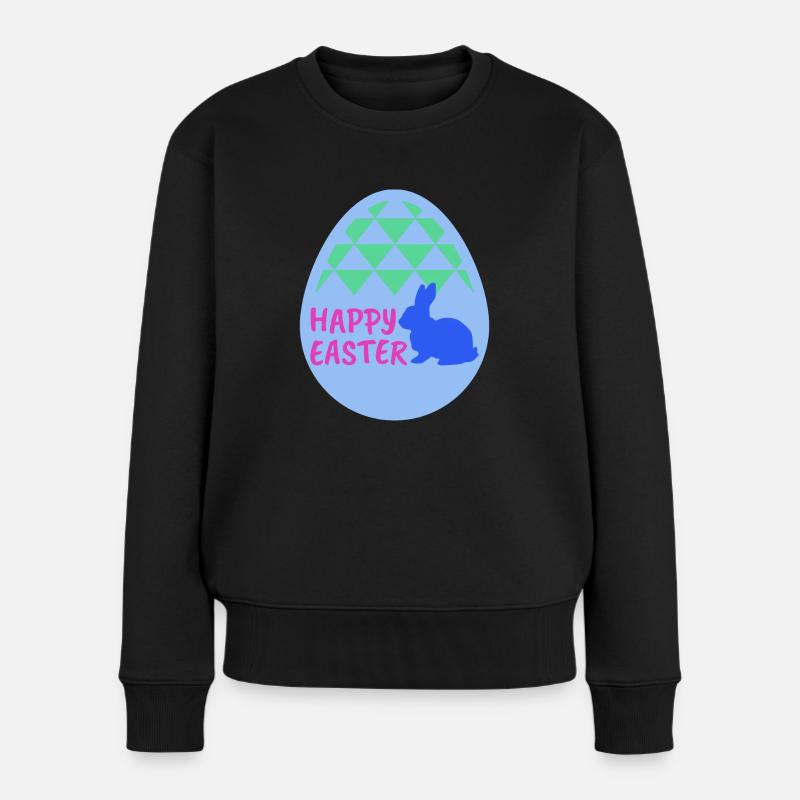 Happy easter - Frohe Ostern - Frauen Premium Bio Pullover - Schwarz