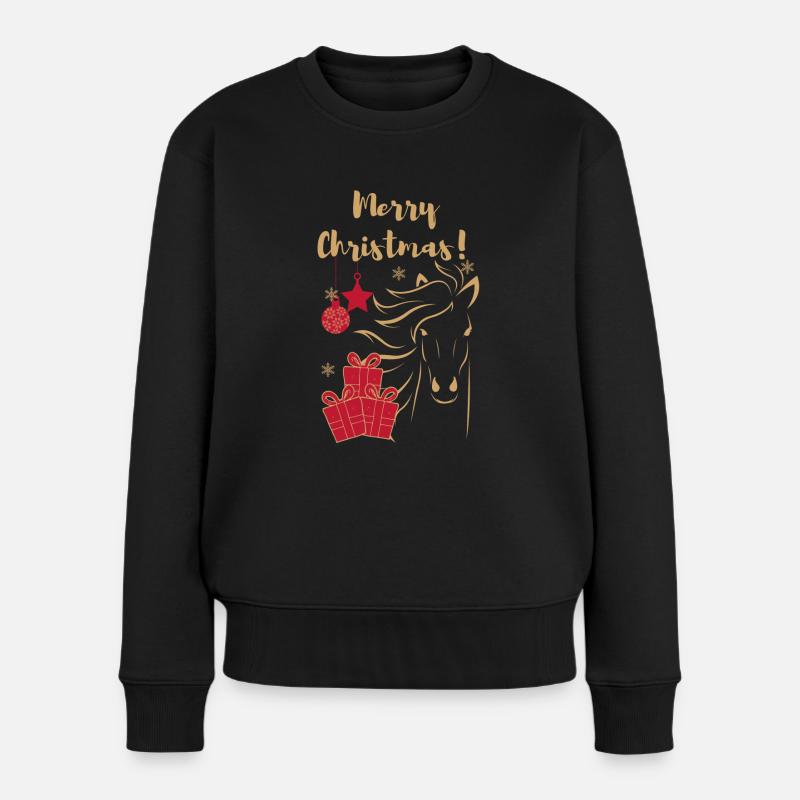 JOYEUX-NOËL-CHEVAL - Pull Premium bio Femme - noir